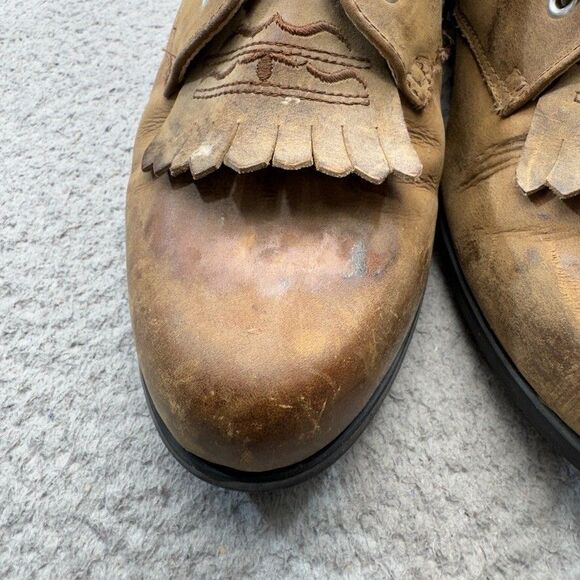 Ariat Boots Womens 8.5 Tan Ankle Leather Kiltie Western‎ Lace Up Roper Cowgirl - Picture 11 of 16